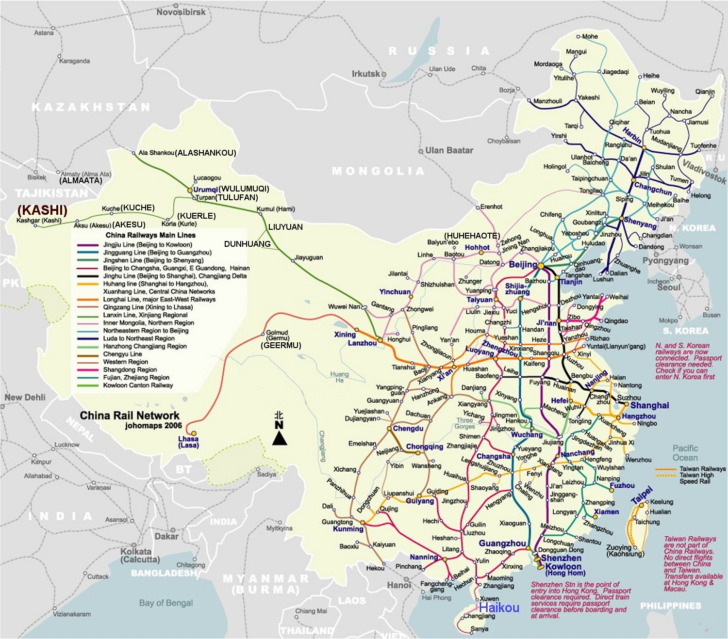 Map of China Railways, China Railways Map