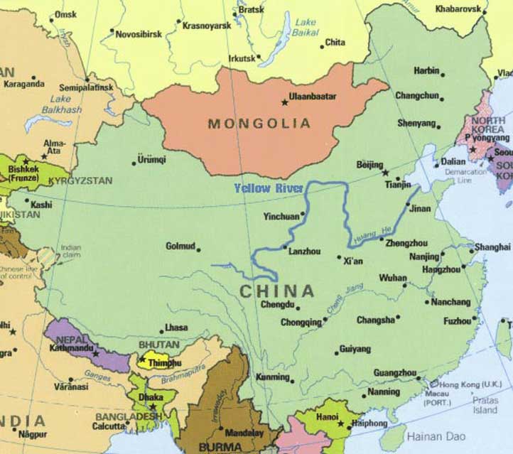 Yellow River On World Map Yellow River Map, Huanghe Map, China Yellow River Maps