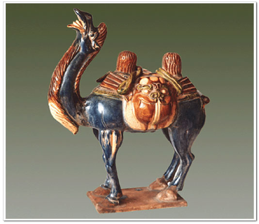 Tang Dynasty tri-colored glazed pottery Horse