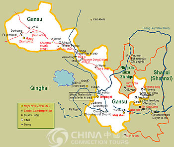 Gansu Tourist Map