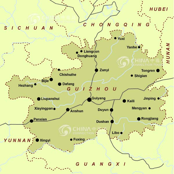Guizhou Location Map, Guizhou Maps,  Guizhou Travel Guide