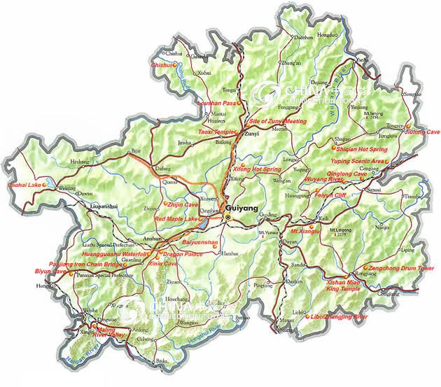 Guizhou Provincial Map, Guizhou Maps, Guizhou Travel Guide