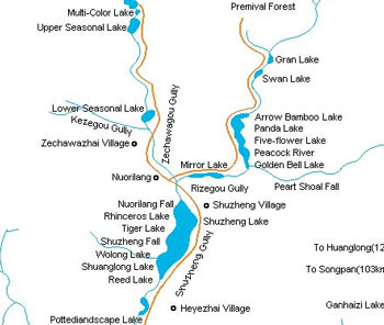 Jiuzhaigou Tourist Map