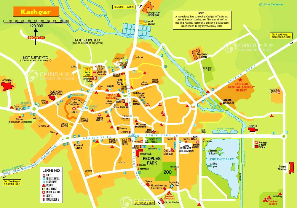 Kashgar City Map, China Kashgar City Map - Kashgar Travel Guide