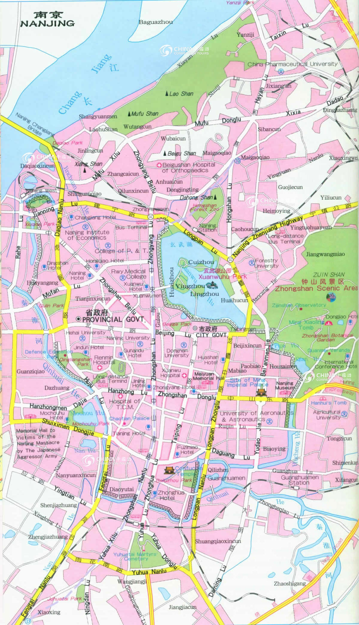 Nanjing City Map, China Nanjing City Map - Nanjing Travel Guide