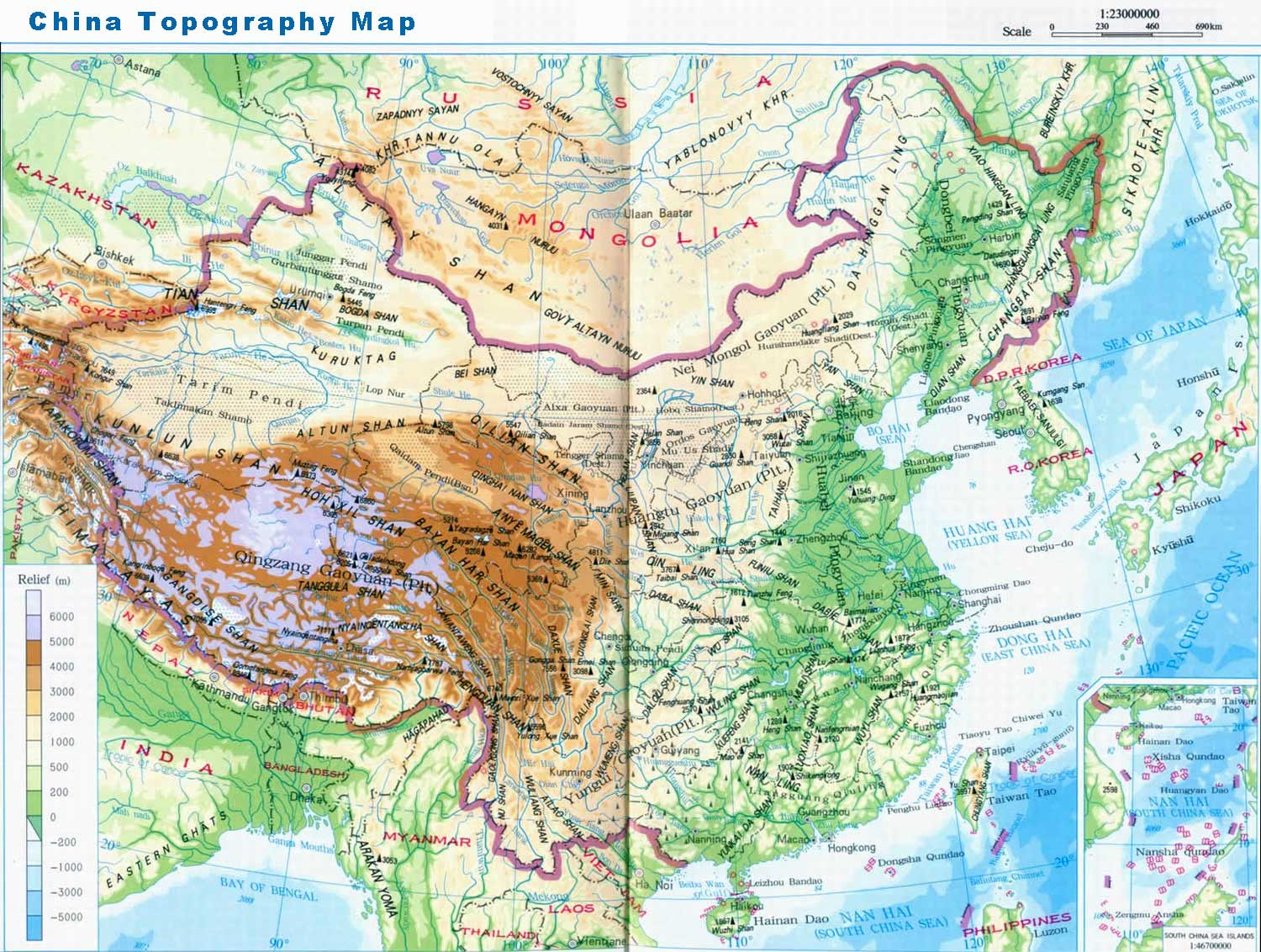 China topography varies greatly from highly mountainous regions to