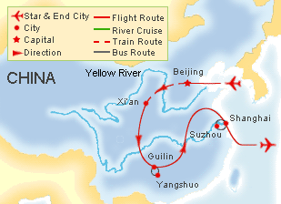 Tour Map of China Discovery Tour, China Tour Map