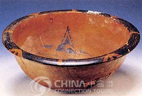 Man-face and fish basin in Xian Banpo Museum, Xian Attractions, Xian Travel Guide