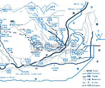 Map of Meili Snow Mountain